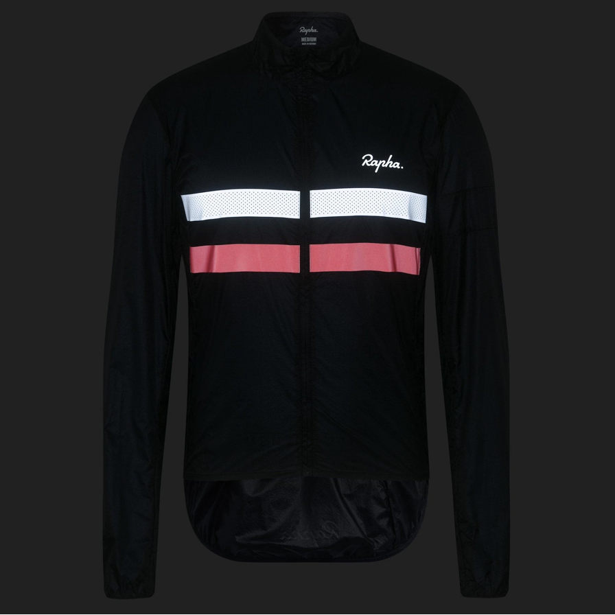 RAPHA Brevet Flyweight Wind Jacket Dark Navy/High-Vis Pink/White
